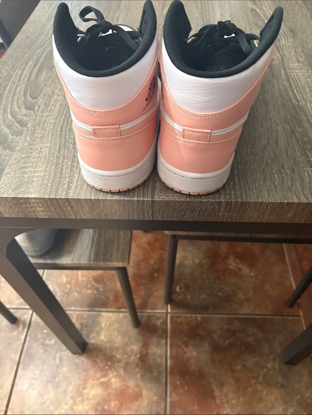 men’s jordan’s High-Top Sneakers in Peach, Black & White